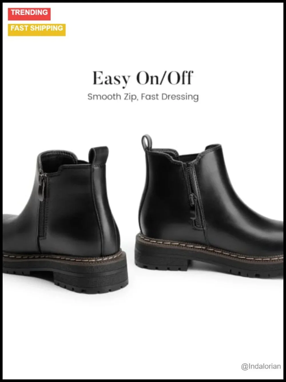 Girls Chelsea Ankle Boots Chunky Lug Sole Waterproof Side Zipper Slip On Winter